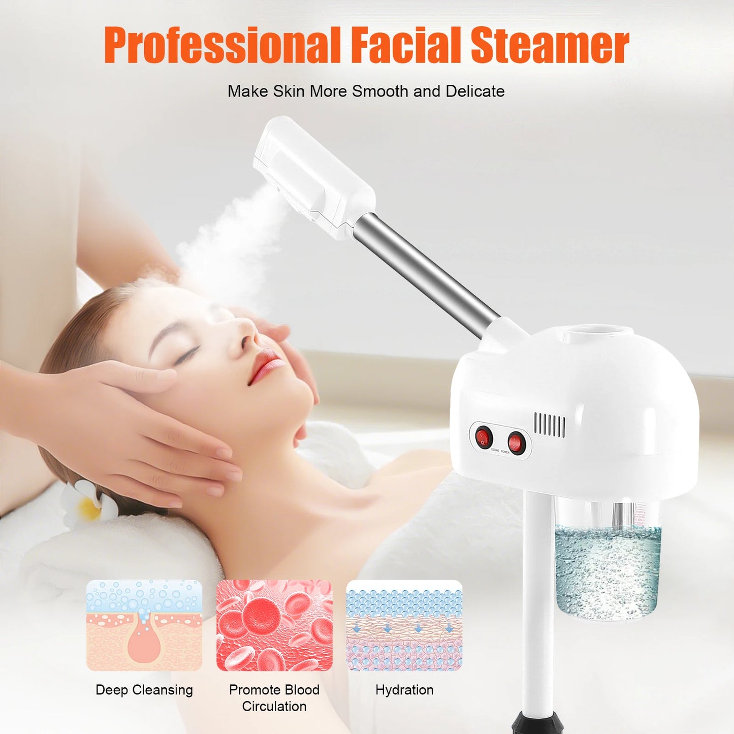 Bymaocar Ozone Facial Steamer On Wheels Adjustable Height