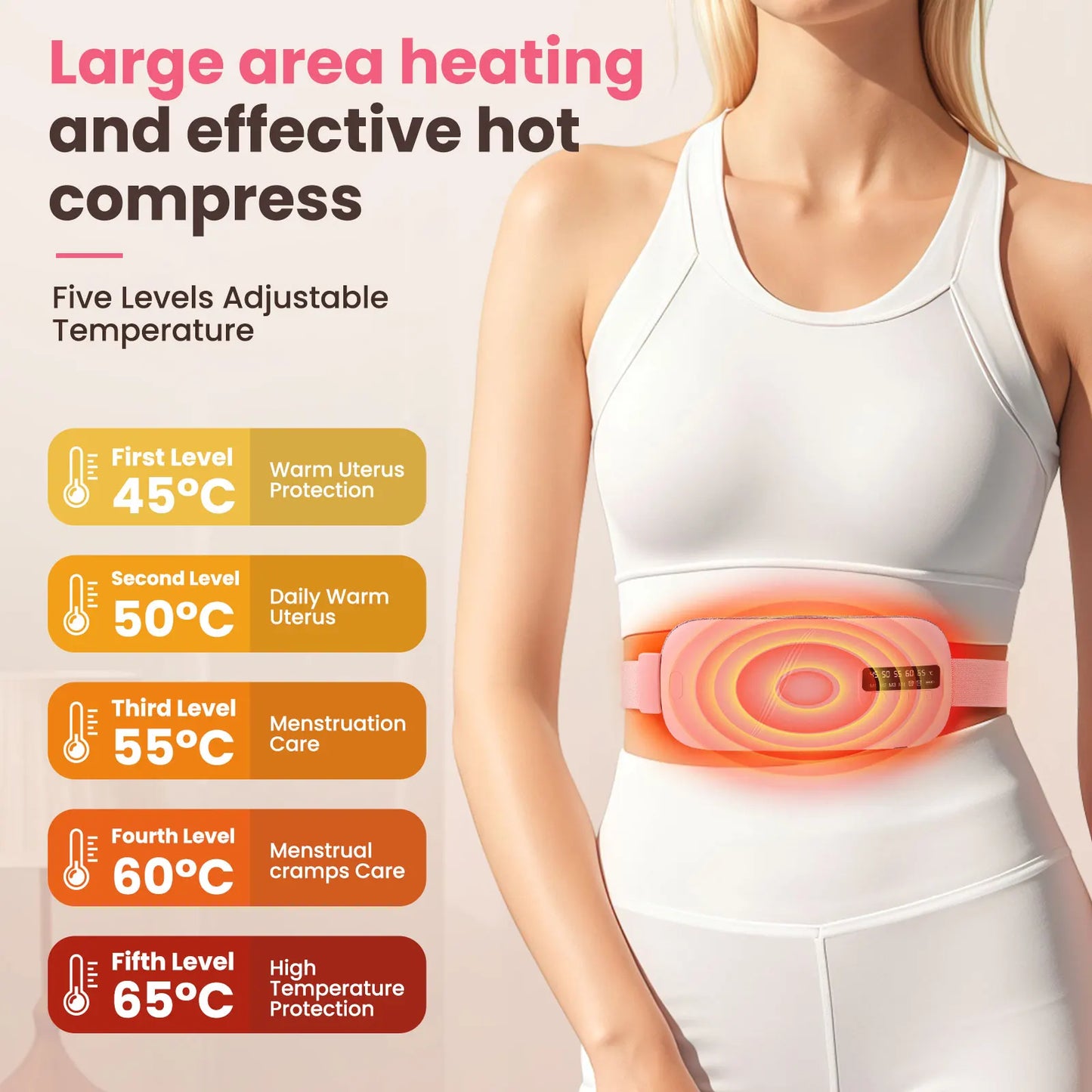 PASTSKY Electric Heating Massage Belt for Menstrual Cramps Relief