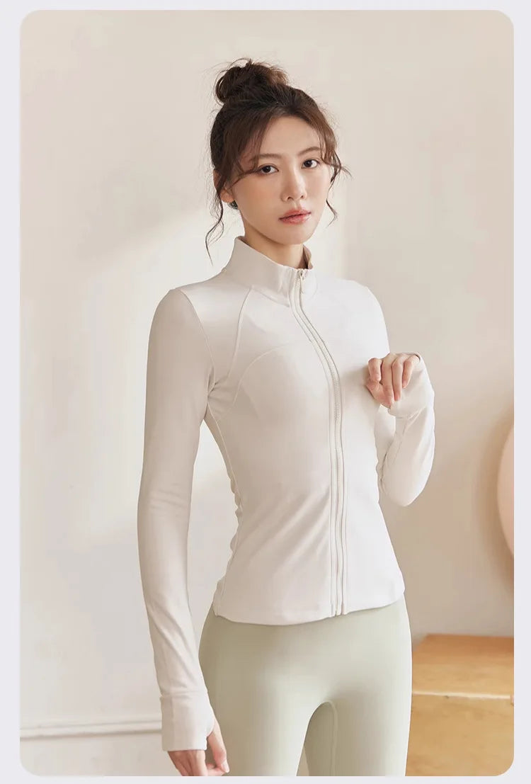 Women Zip Front Fitness Jacket Quick Dry Yoga Top Active