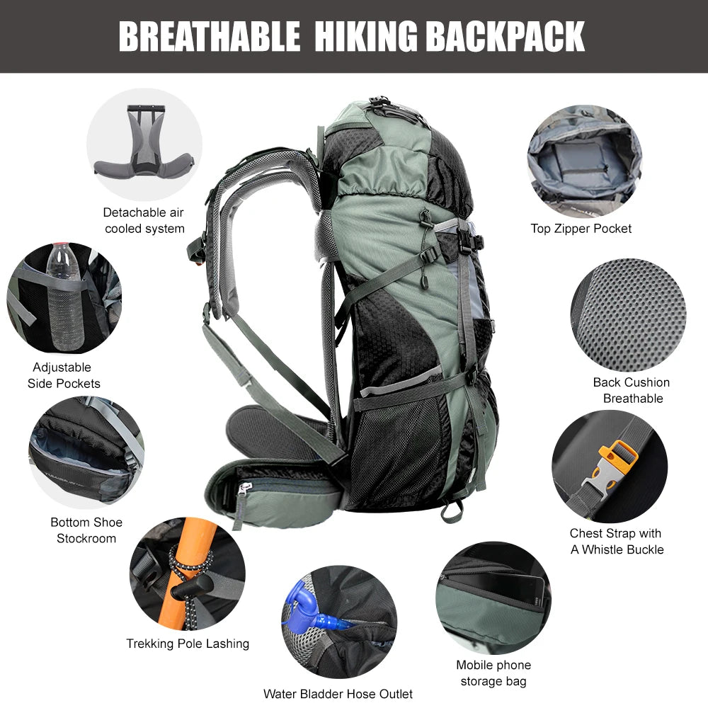 WESTTUNE Explorer Internal Frame Backpack Rain Cover Hiking