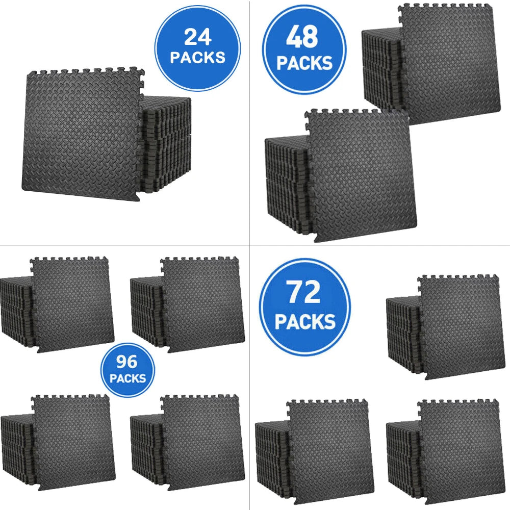 Puzzle Exercise Mat 3/4 Inch Thick Interlocking Tiles Workout Equipment 24 48 72 96