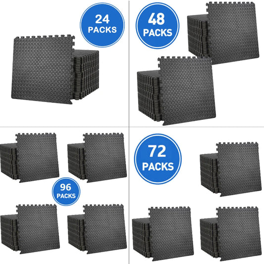 Puzzle Exercise Mat 3/4 Inch Thick Interlocking Tiles Workout Equipment 24 48 72 96