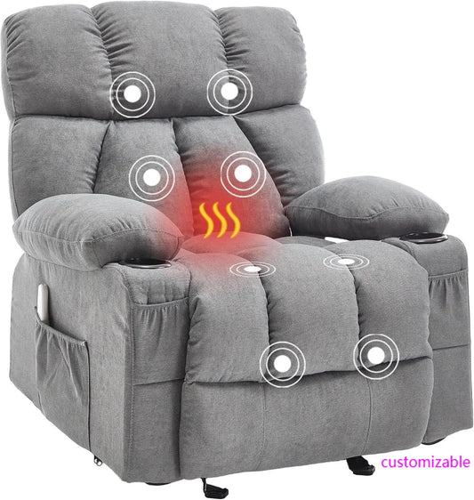 XMSJ Massage Rocker Recliner Chair With Heat And Vibration