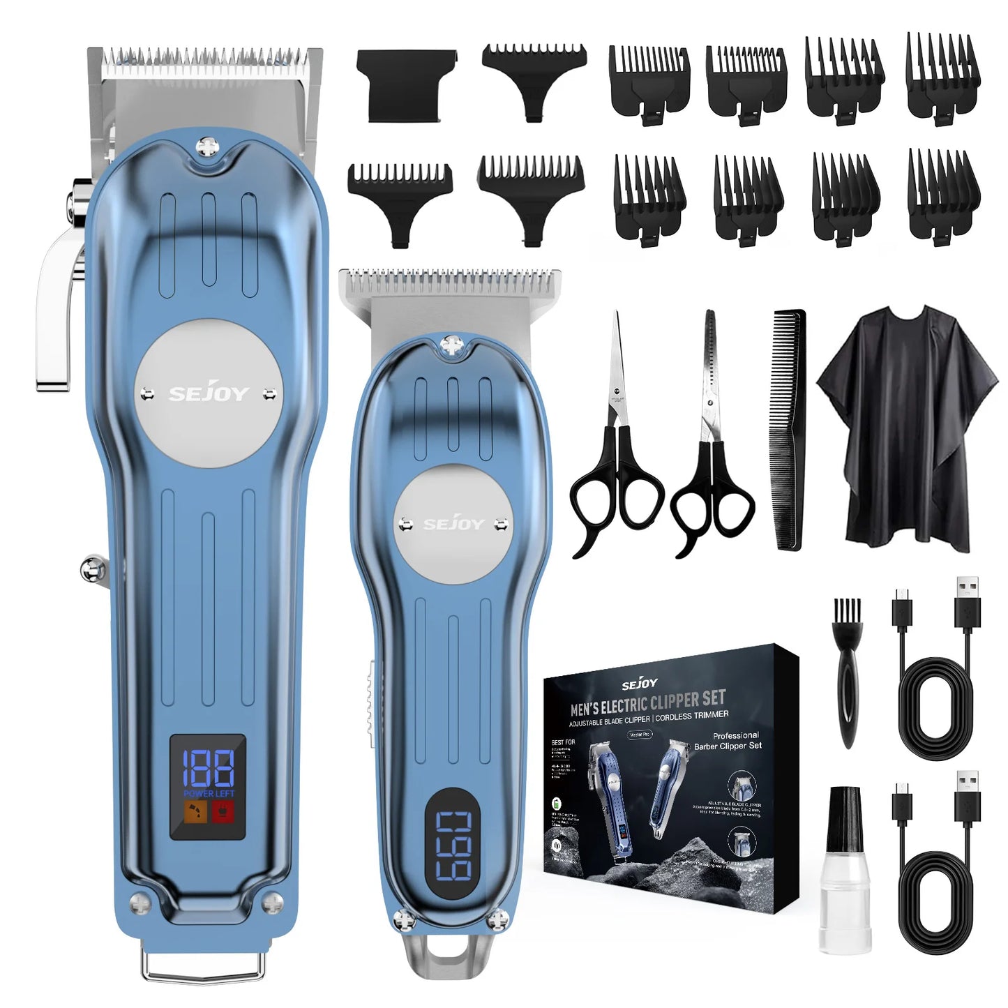 Sejoy Professional Hair Clipper Kit Cordless Electric Trimmer for Men