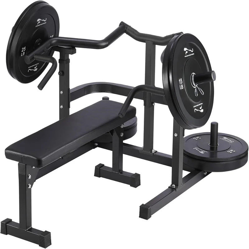 Chest Press Machine With Independent Converging Arms And Flat Bench