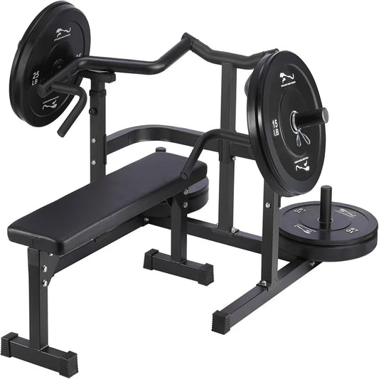 Chest Press Machine With Independent Converging Arms And Flat Bench