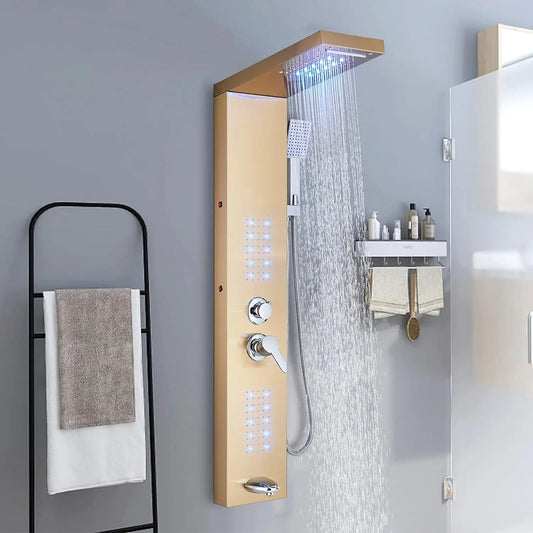 YANKSMART Stainless Steel Shower Panel System with LED Head