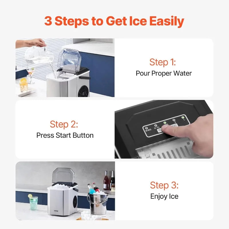 XMSJ Countertop Ice Maker Self Cleaning Portable Ice Machine