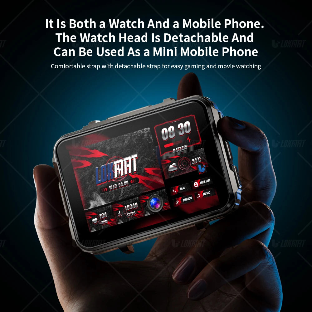 LOKMAT APPLLP 5 MAX Android Watch Phone Square Big Screen Wifi 4G Calls Smartwatches Dual Camera Flashlight Gaming Watch