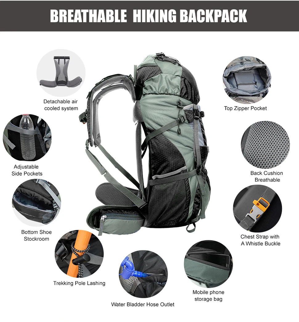 WESTTUNE Explorer Internal Frame Backpack Rain Cover Hiking