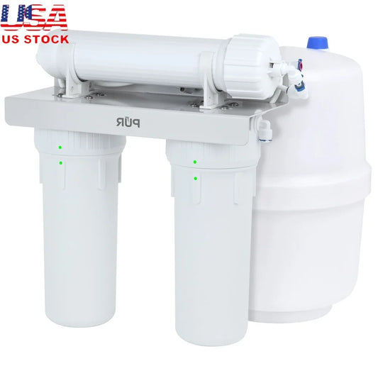 3 Stage Under Sink Reverse Osmosis Water Filtration System with Air Gap Faucet Carbon Block Filters and RO Membrane Clean