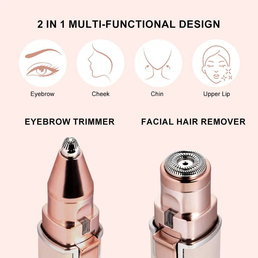 Solimpia 2 In 1 Women Electric Epilator Painless Hair Remover Lady Shaver Eyebrow Shaper Facial Armpit Portable Trimmer