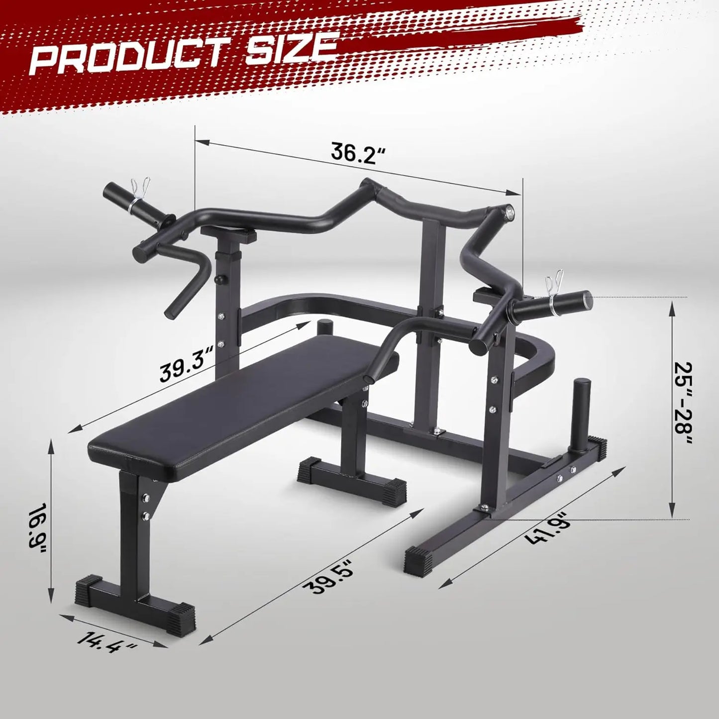 Chest Press Machine With Independent Converging Arms And Flat Bench
