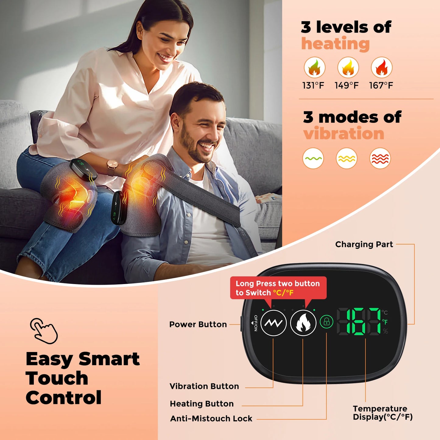 DearBeauty Electric Leg Knee Massager With Heating Therapy
