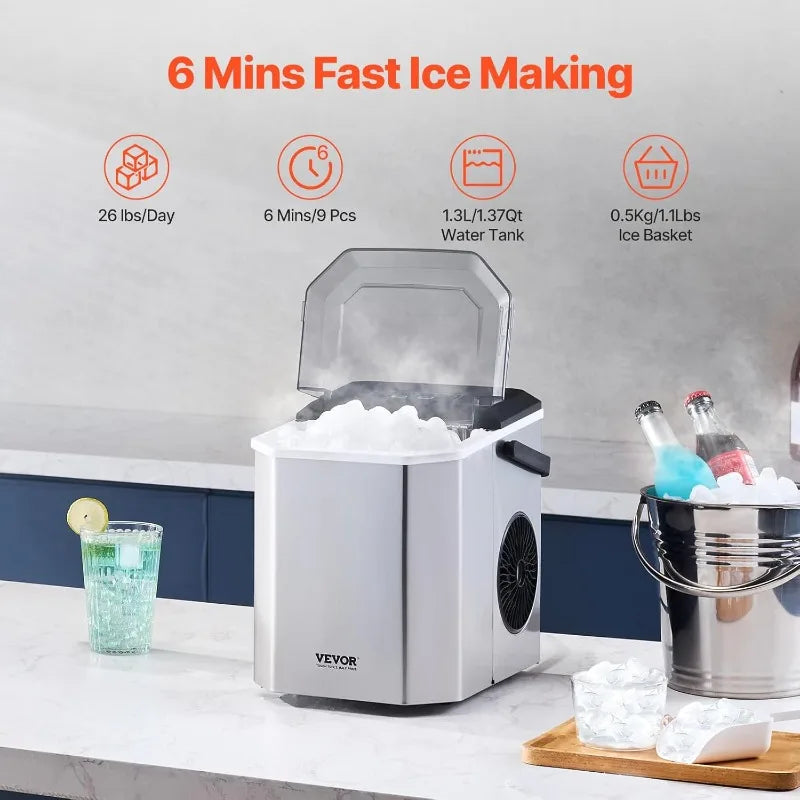 XMSJ Countertop Ice Maker Self Cleaning Portable Ice Machine