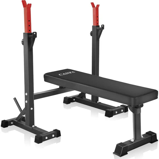 CANPA Weight Bench with Squat Rack Workout Bench Adjustable Barbell Rack Stand Strength Training Home Gym Multi-Function