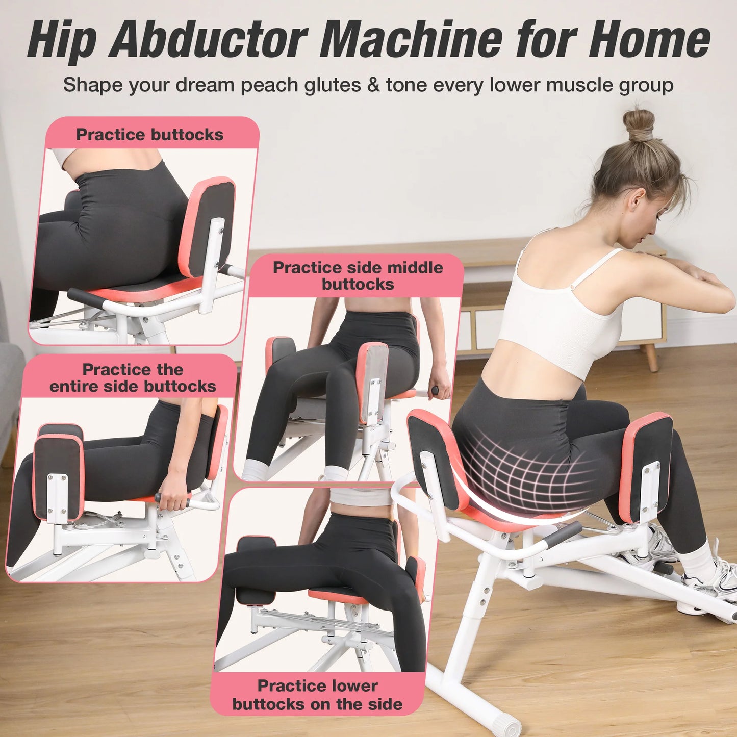 Hip Abductor Machine Glute Thigh Trainer Adjustable Resistance Band