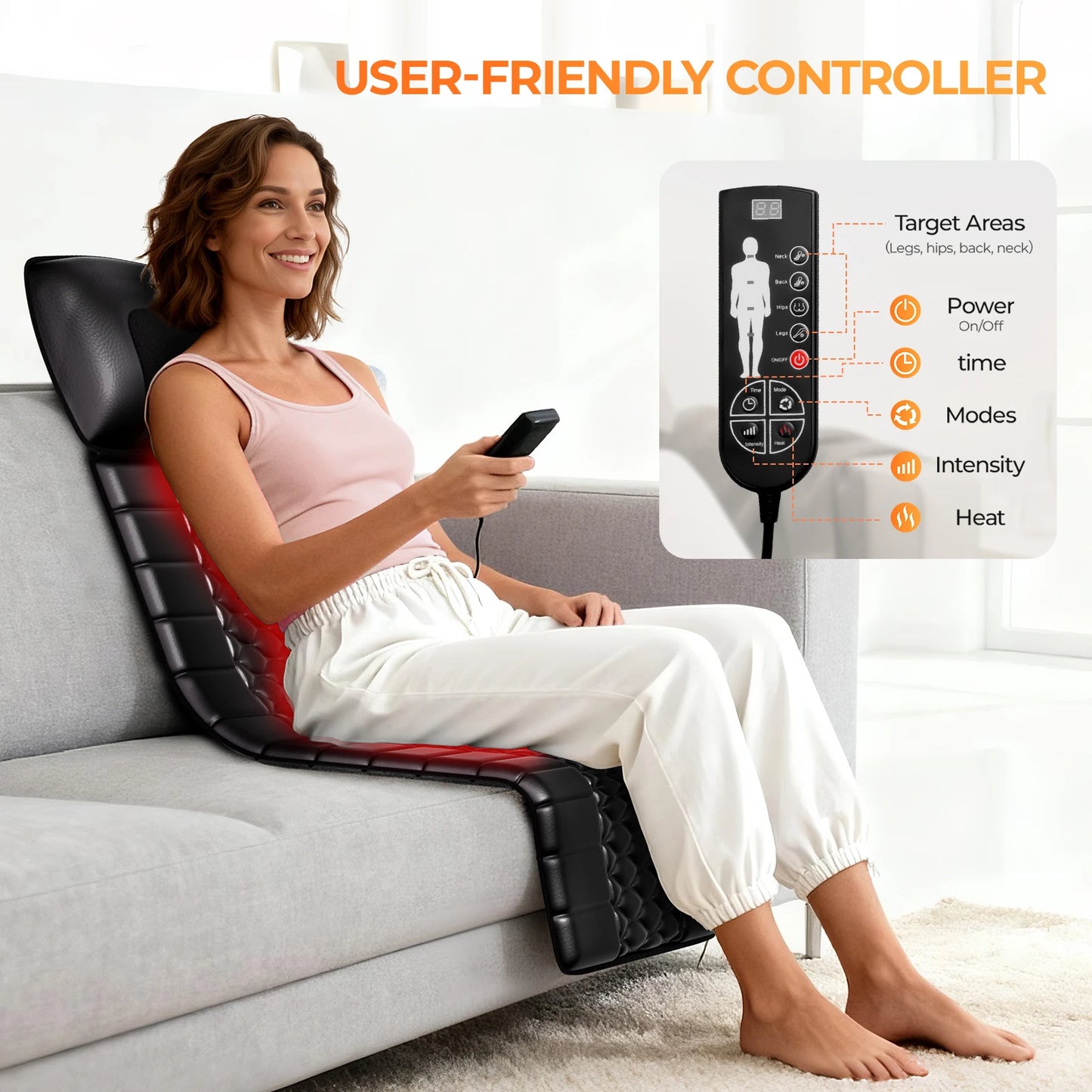 HOMEMASSA Shiatsu Full Body Massage Mat With Heat Massager Pad