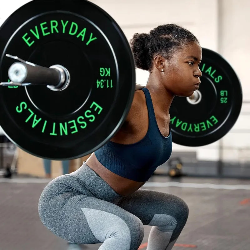 BalanceFrom Color Coded Black Bumper Plate Weight Plate with Steel Hub