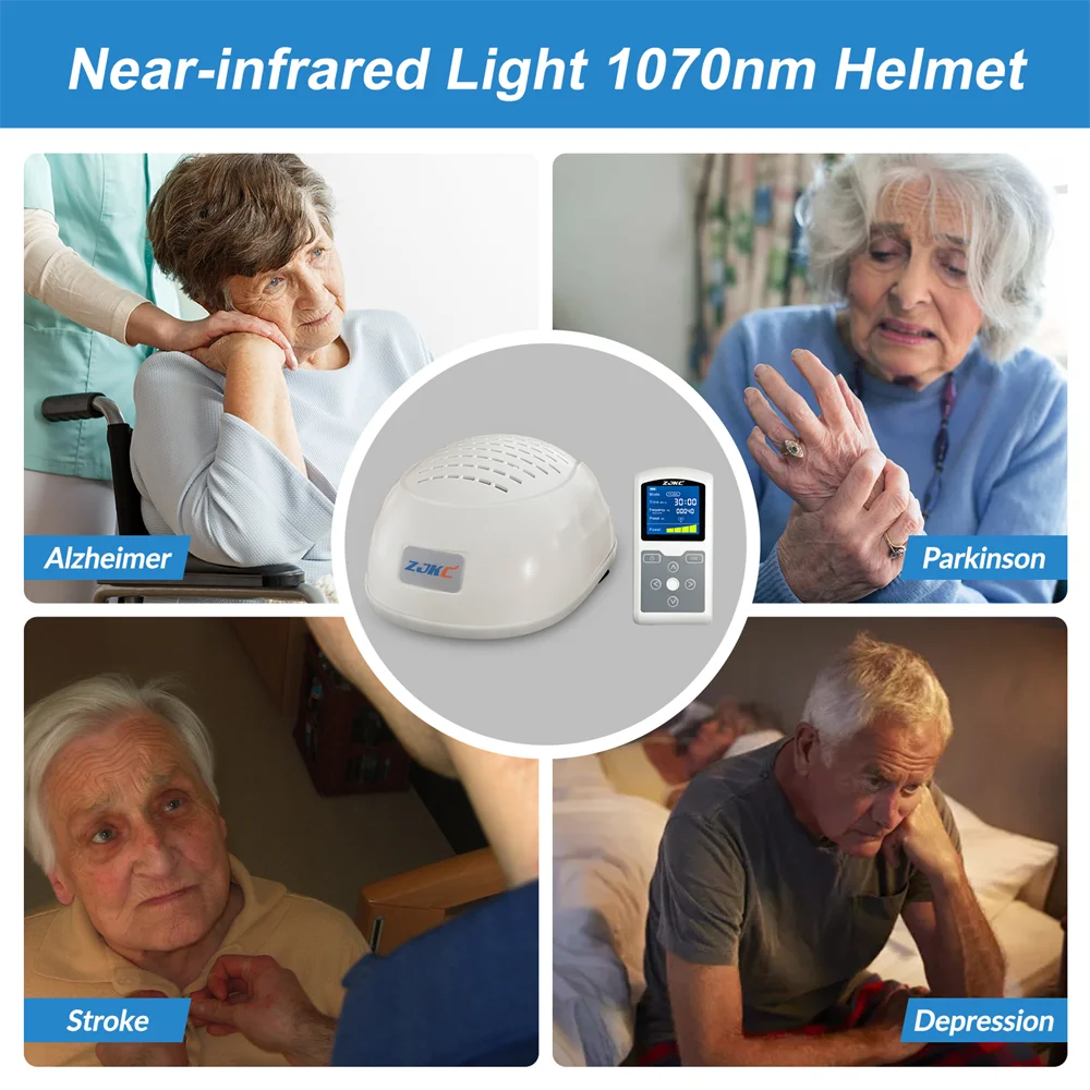 ZJKC Infrared Light Helmet 1070nm Dementia Therapy Device for Stroke Victims Enhance Brain Activity and Cognition