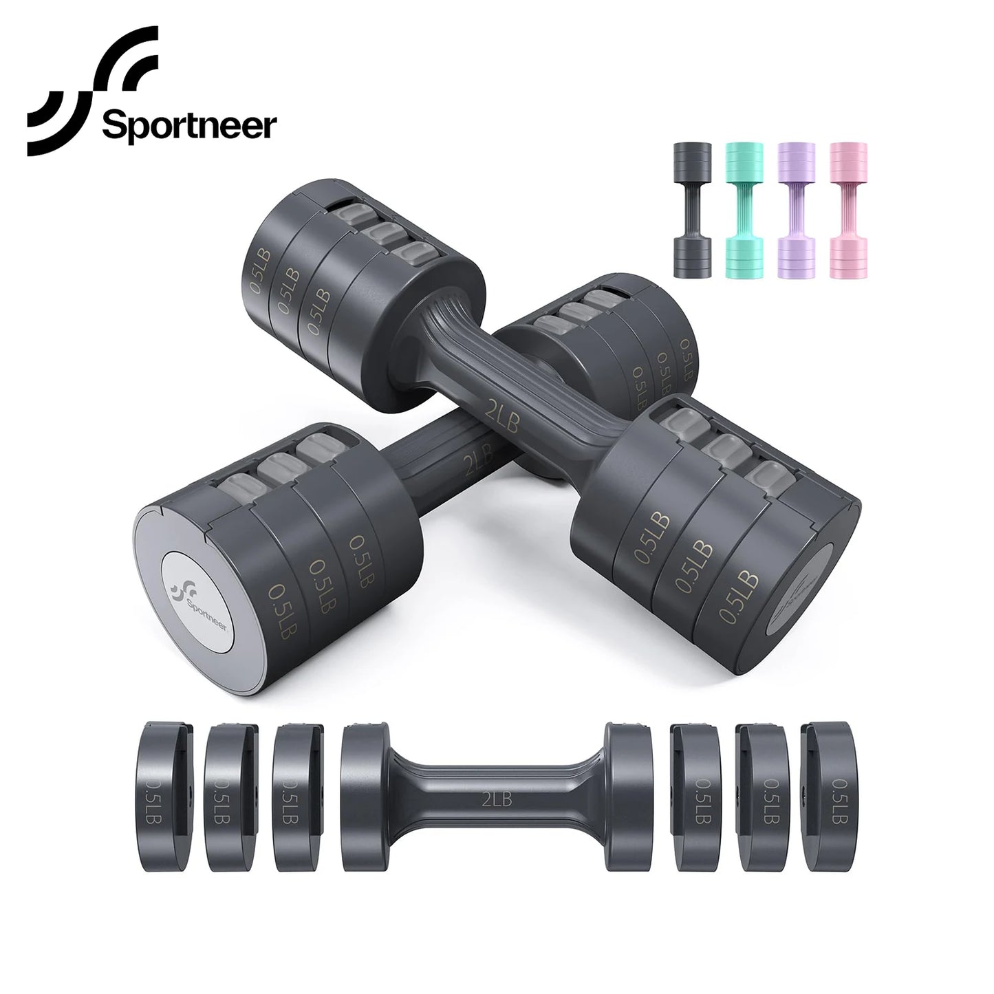 Sportneer Adjustable Dumbbell Set Fast Adjust Home Gym Weights