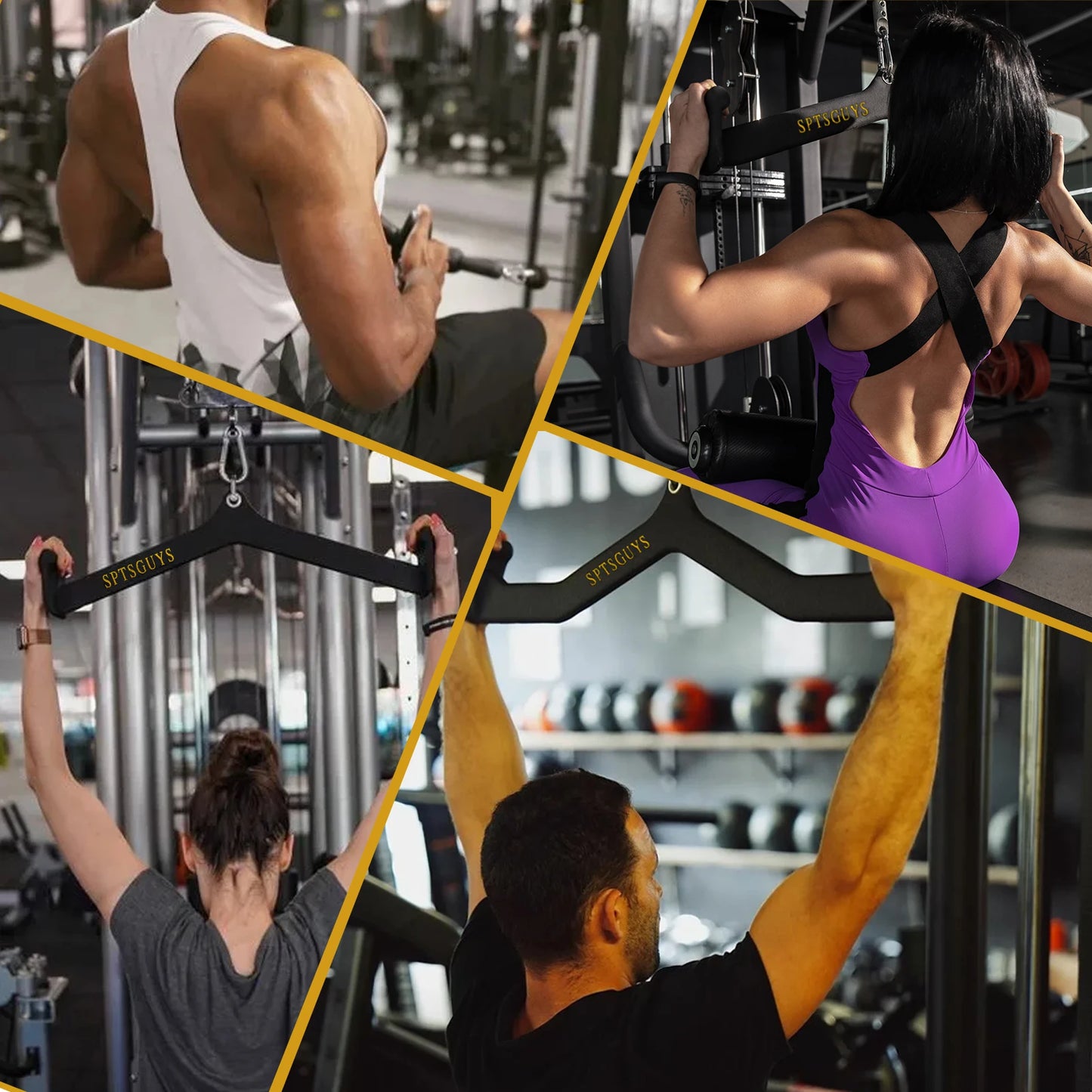 Home Gym Fitness Lat Pull Down Bar Attachments for Cable Pulley System Strength Training