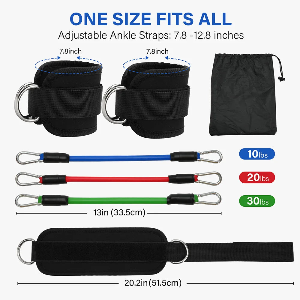 Hign-concerned TPE Resistance Bands Ankle Straps D-Ring Set For Leg Strength