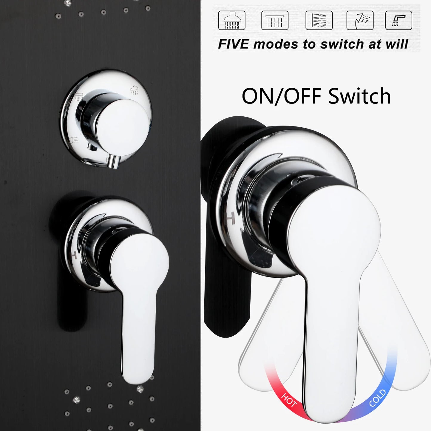 YANKSMART Stainless Steel Shower Panel System with LED Head