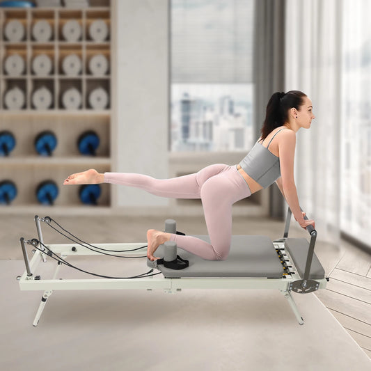 Foldable Pilates Reformer Machine Multifunctional Yoga Fitness Equipment