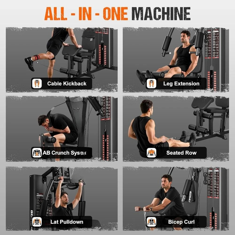 All-In-One Home Gym 140 Lb Weight Stack Pulley System