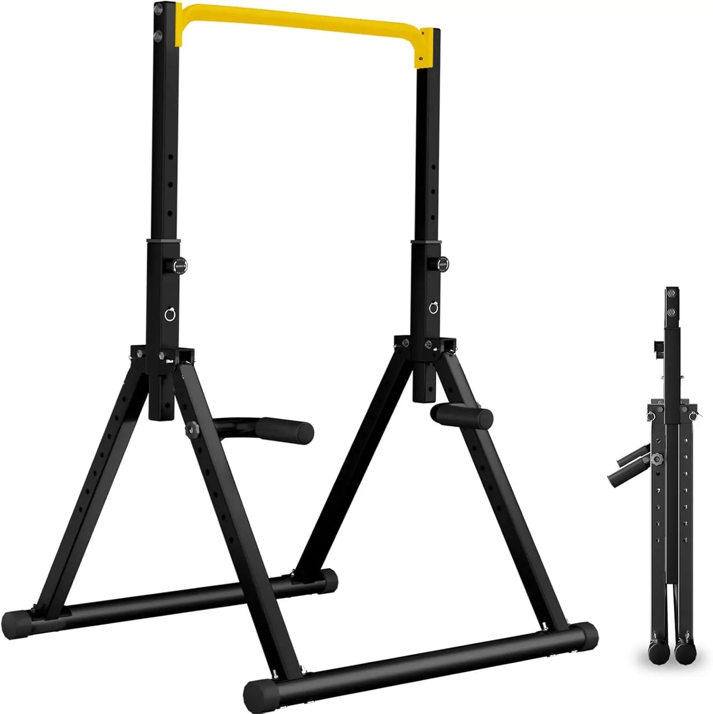 Foldable Power Tower Pull Up Bar Dip Station Adjustable Multifunction Workout Pull Up Tower Station Gym Strength Training Equipm