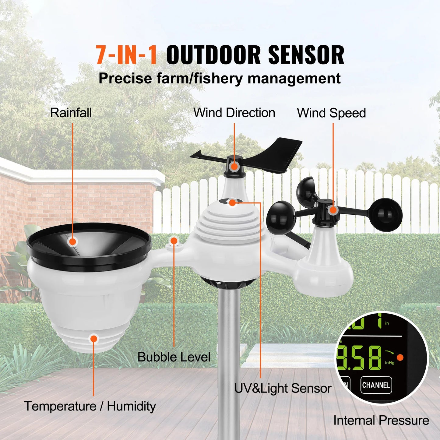 SucceBuy 7 In 1 Wireless Weather Station With Forecast Alerts