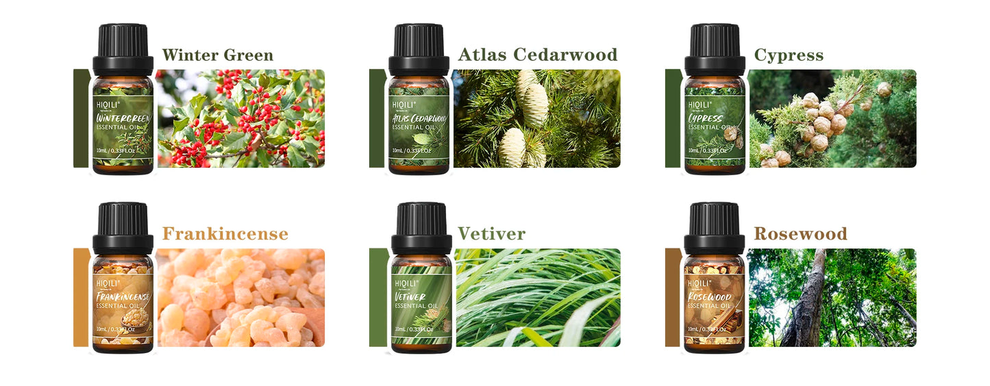 HIQILIE Woody Fragrance Oils Gift Set 6 Pack Assorted