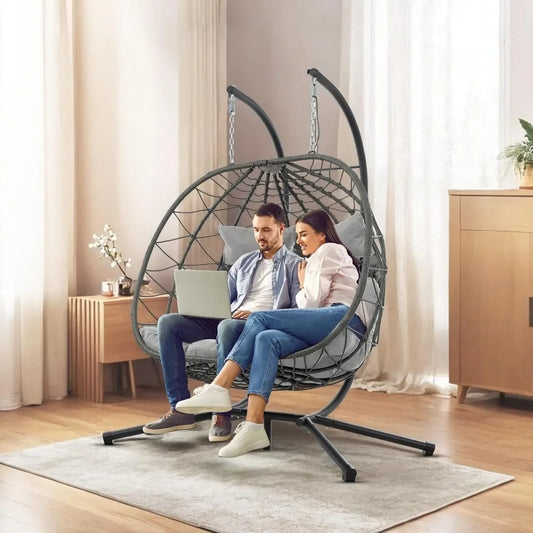 ANGDUO Egg Swing Chair With Stand For Outdoor Patio