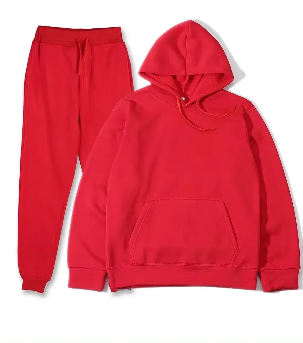 NONECN Winter Tracksuit Women Two Piece Set Hoodie Sweatpants