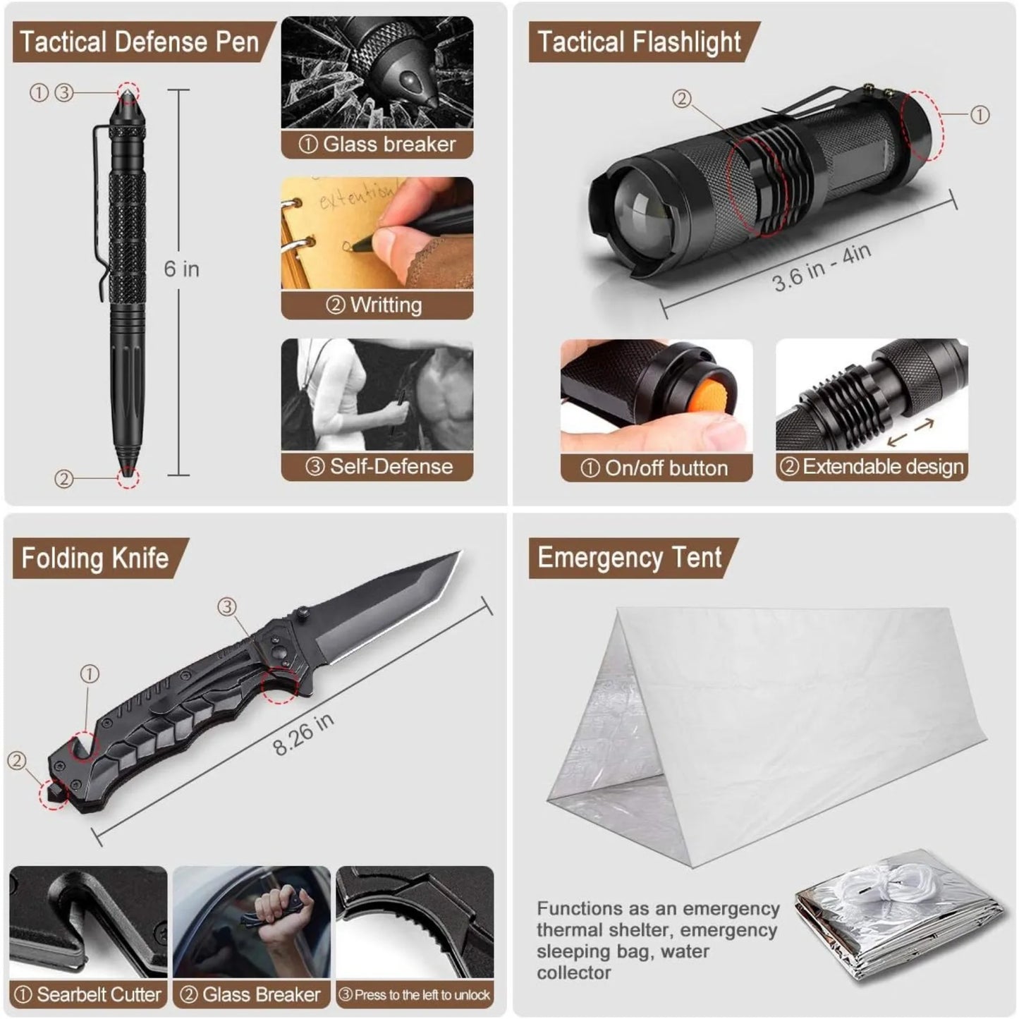 Hign-concerned 238Pcs Emergency Survival Kit With Tactical Molle Pouch