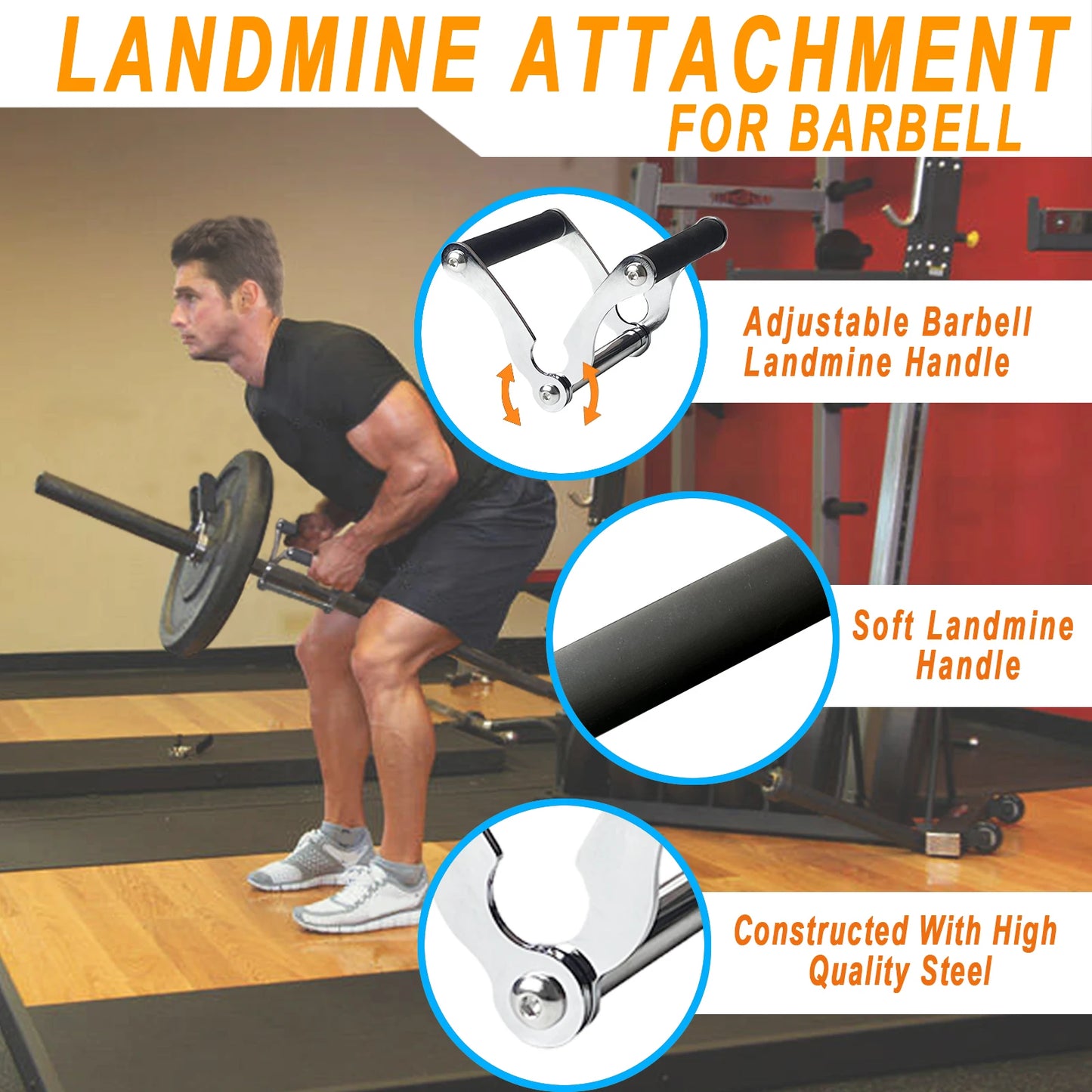 V Bar Row Landmine Handle Attachment for Barbell Bars T Bar Row Attachment Core Strength Training Accessories