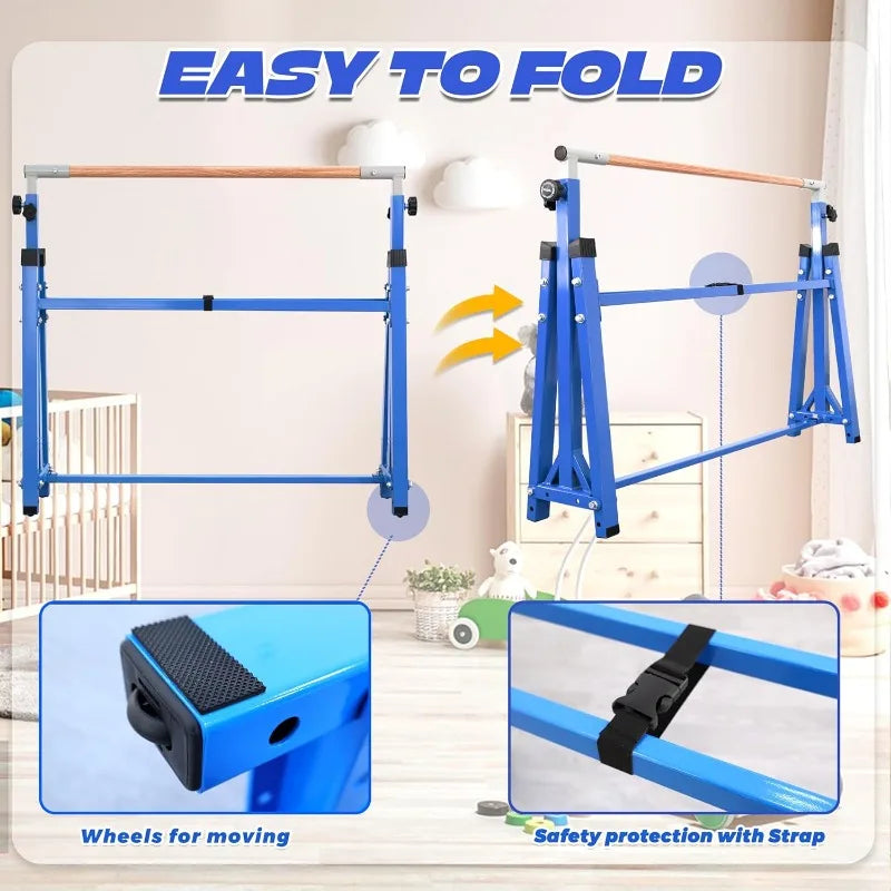 YTYIN Foldable Gymnastics Bar For Kids Teens Adjustable
