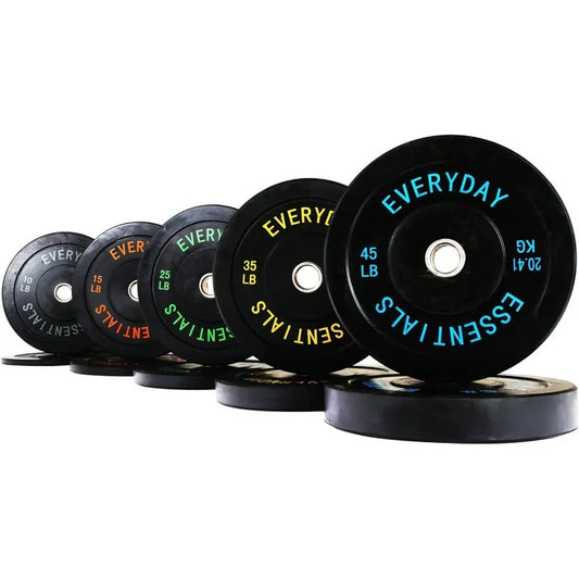 BalanceFrom Color Coded Black Bumper Plate Weight Plate with Steel Hub
