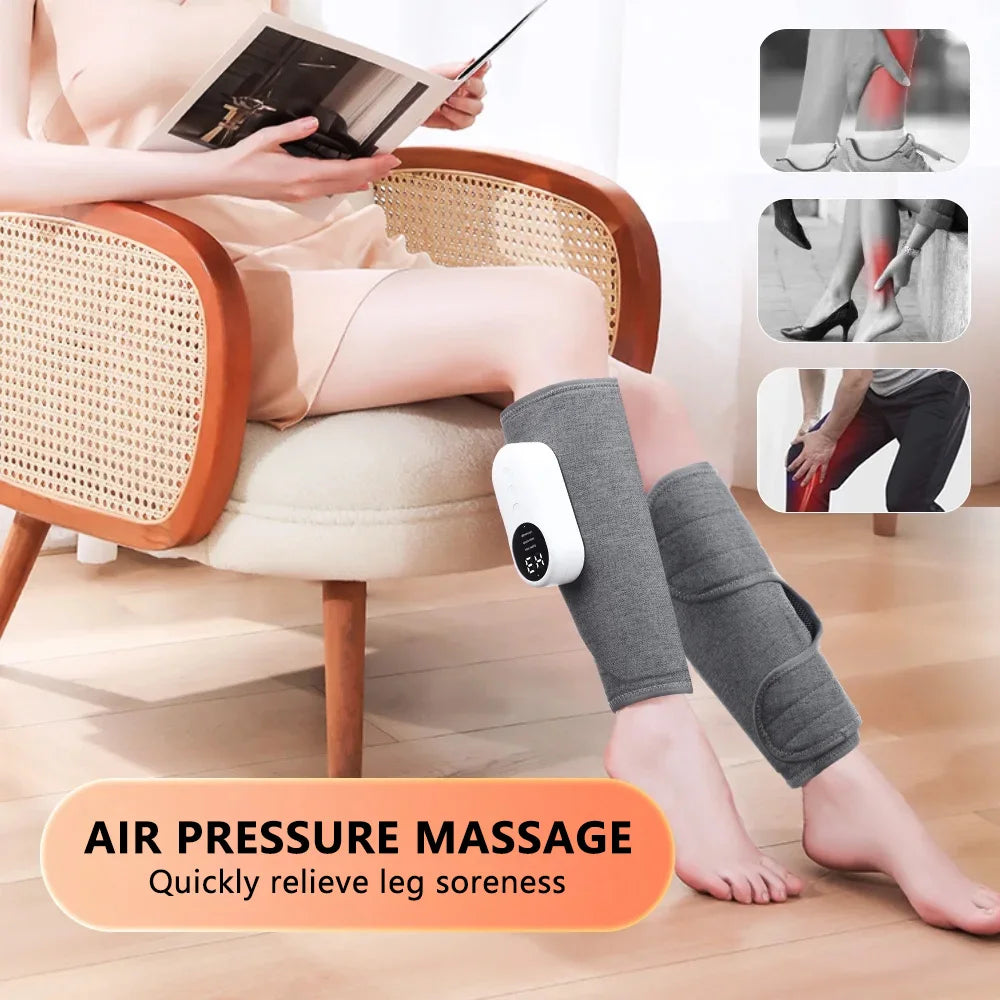 Smart Heating Leg Massage Machine Air Compression USB Rechargeable Wireless Leg Massager for Relaxation Calf Relief Muscle