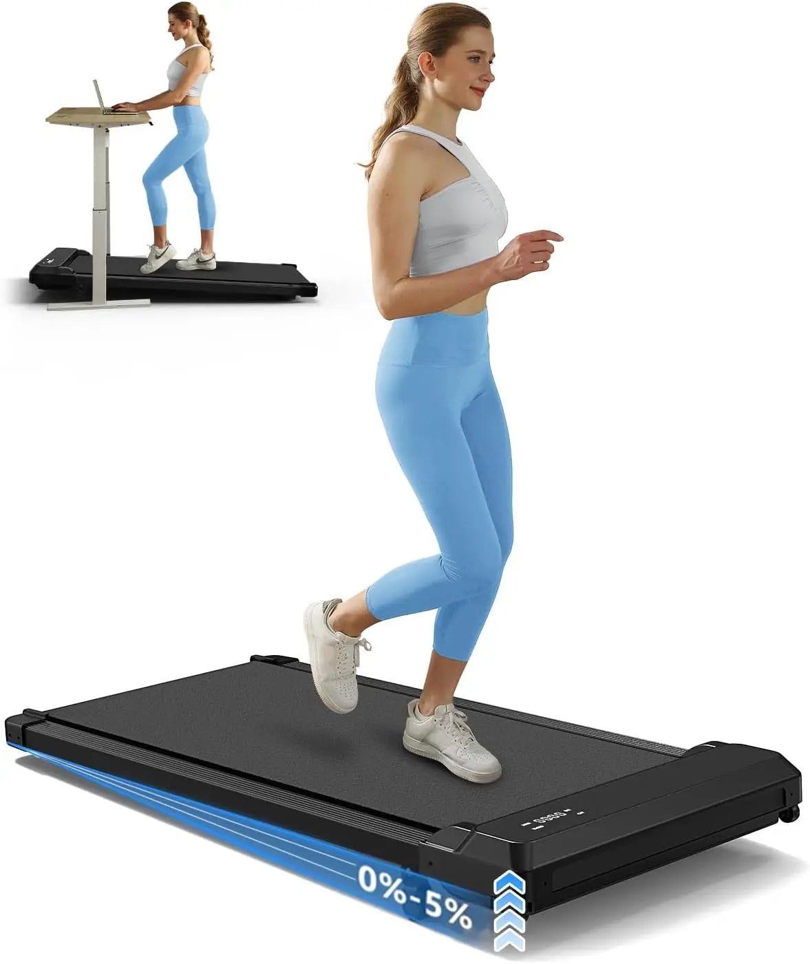 Under Desk Walking Pad Treadmill Incline 2 In 1 2.5HP