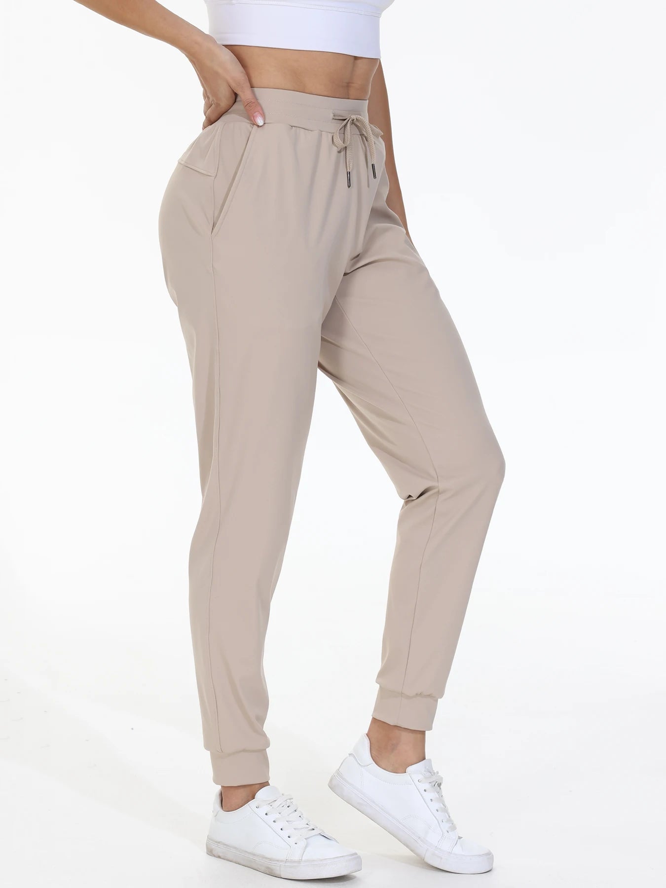 Fujian Womens Fitness Jogging Pants High Belt Drawstring