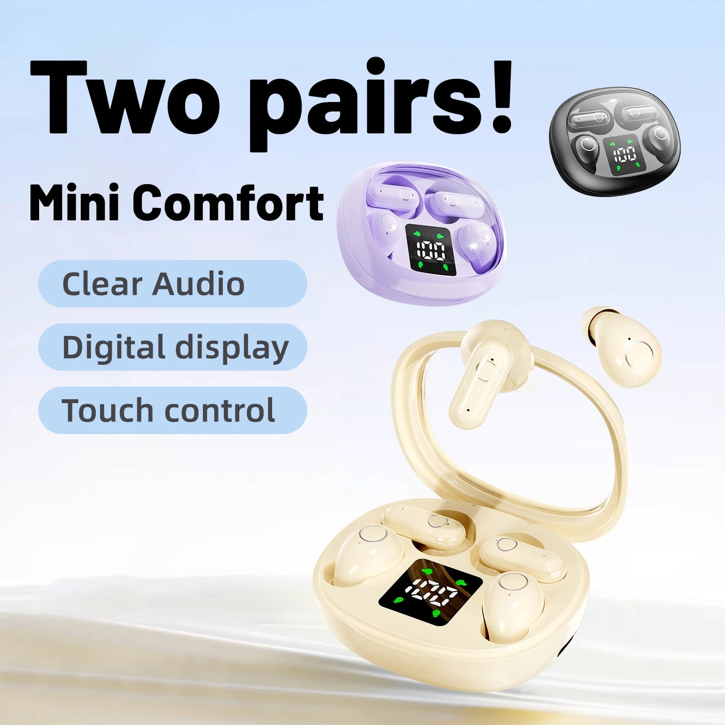 SHUKE Mini Sleep Earbuds Wireless Bluetooth Headphones Noise Cancellation