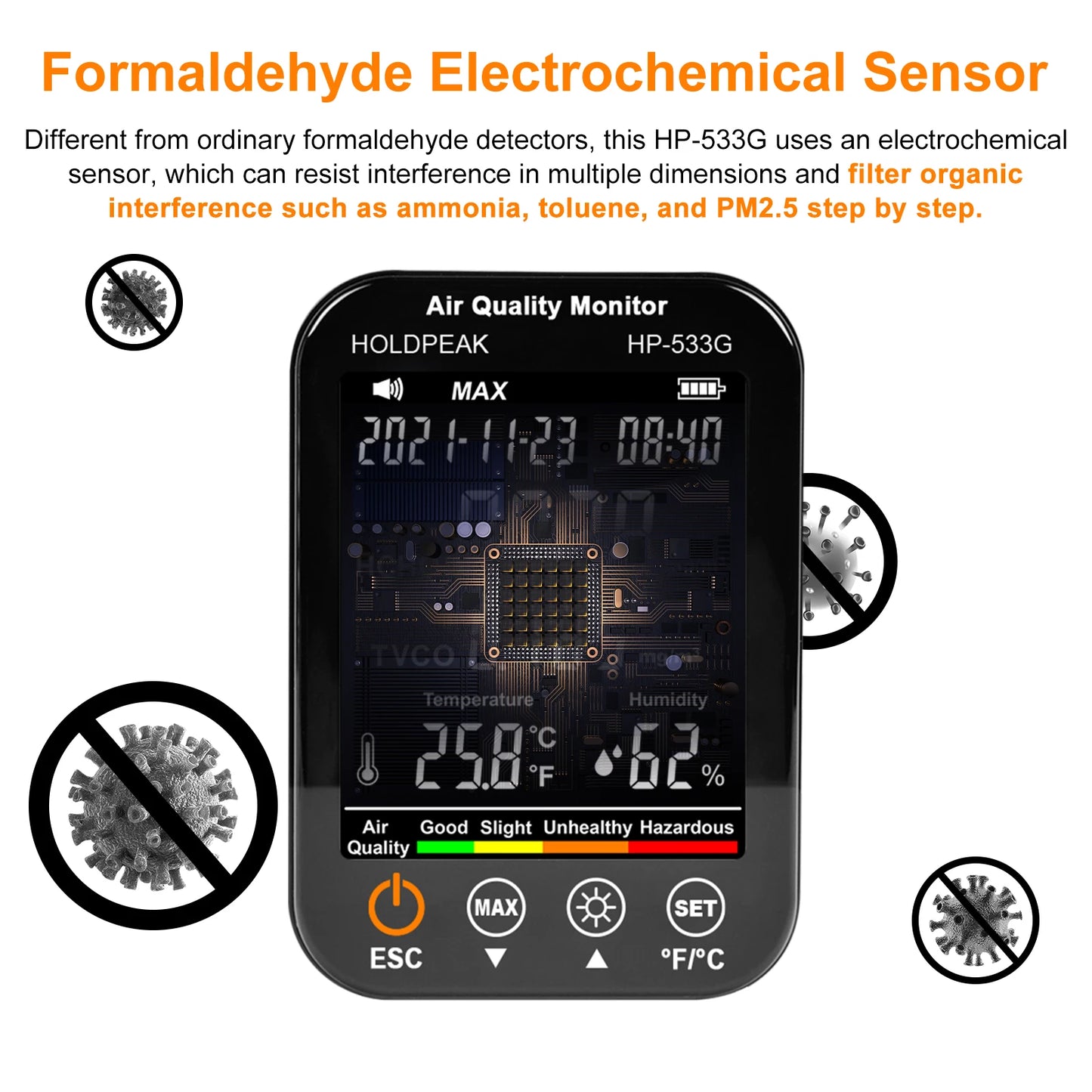 HoldPeak Portable Air Quality Monitor HCHO TVOC Humidity