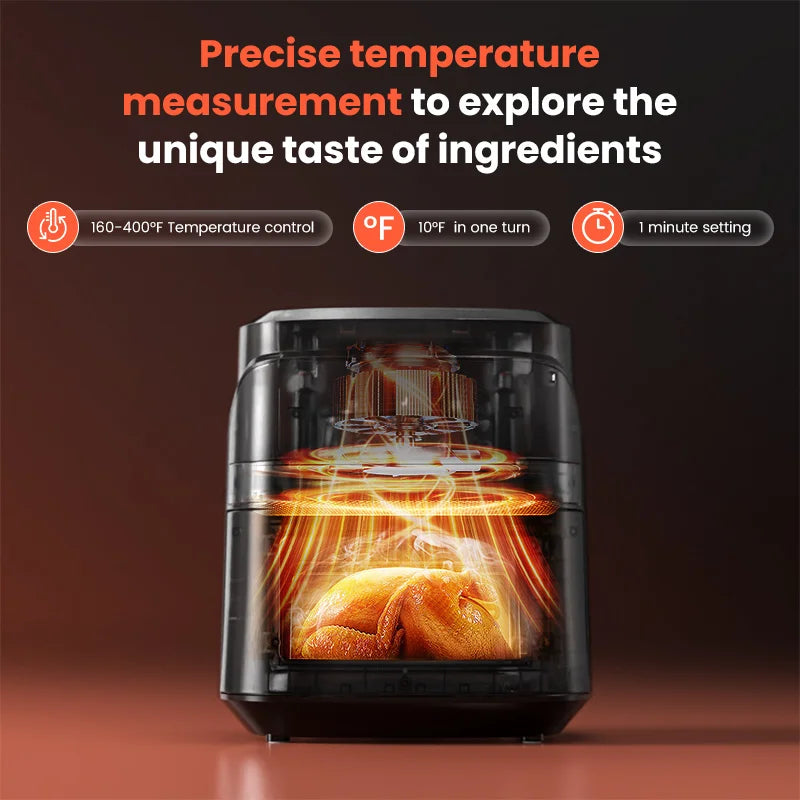 SEJOY 6 Quart Air Fryer Touch Control Toaster Oven Combo Digital Display with 8 Cooking Presets Oilless Cooker,Visible Window