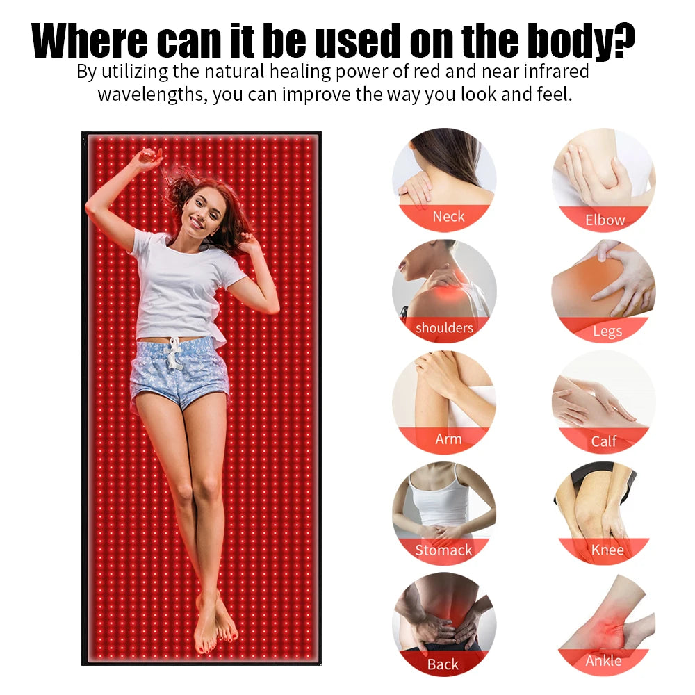 Electronic Full Body Red Light Mat 1280 LEDs Pain Relief