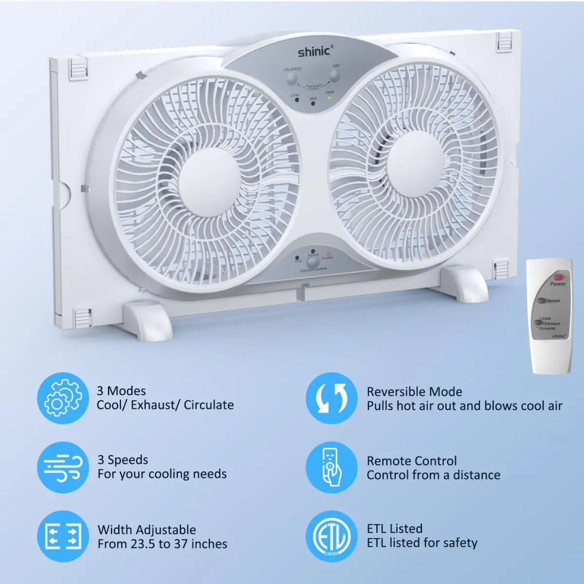Reversible Window Fan With Remote Quiet Operation ETL Certified