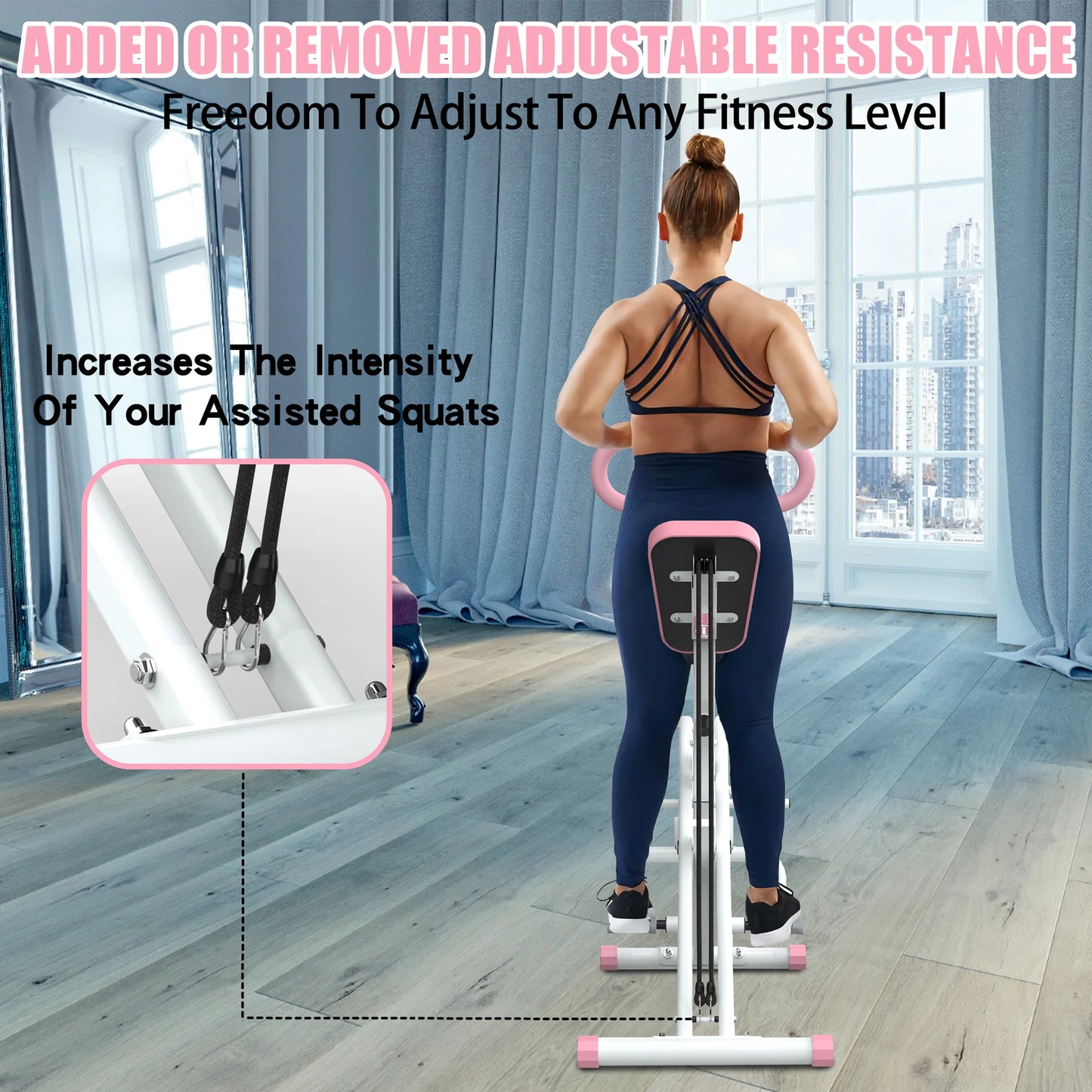 Foldable Squat Machine with Resistance Bands for Gluteus Maximus Training and Core Exercise