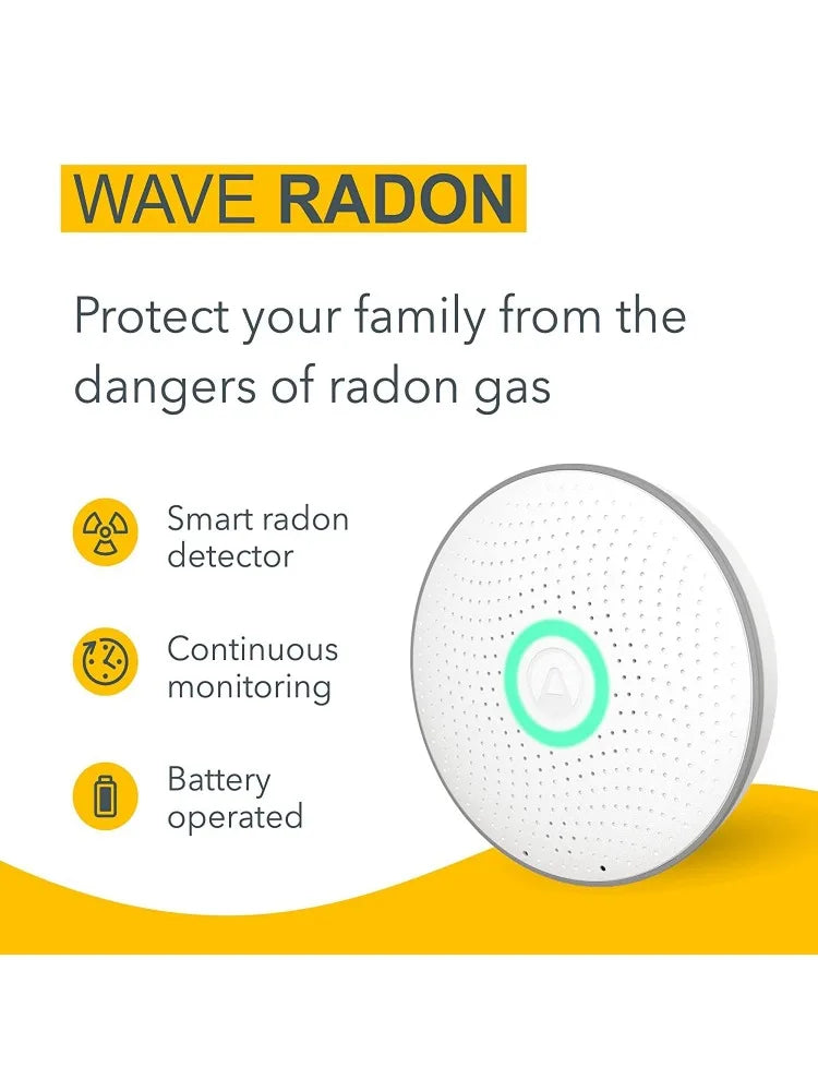2950 Wave Radon - Smart Radon Detector with Humidity & Temperature Sensor Easy-to-Use  Accurate  No Lab Fees