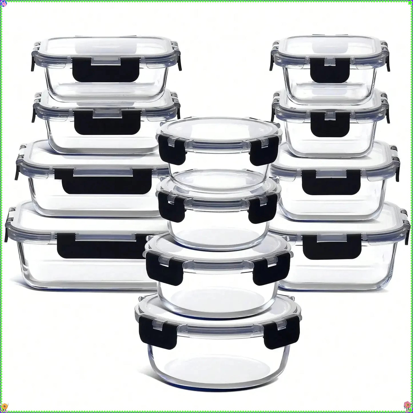 Glass Food Storage Containers Set With Airtight Lids